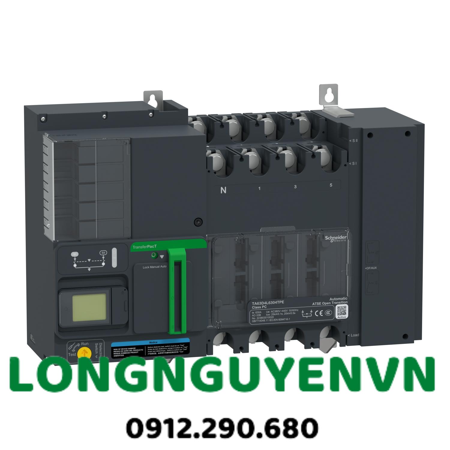 Bộ chuyển đổi nguồn bằng tay, từ xa, tự động lên đến 630A TransferPacT Schneider